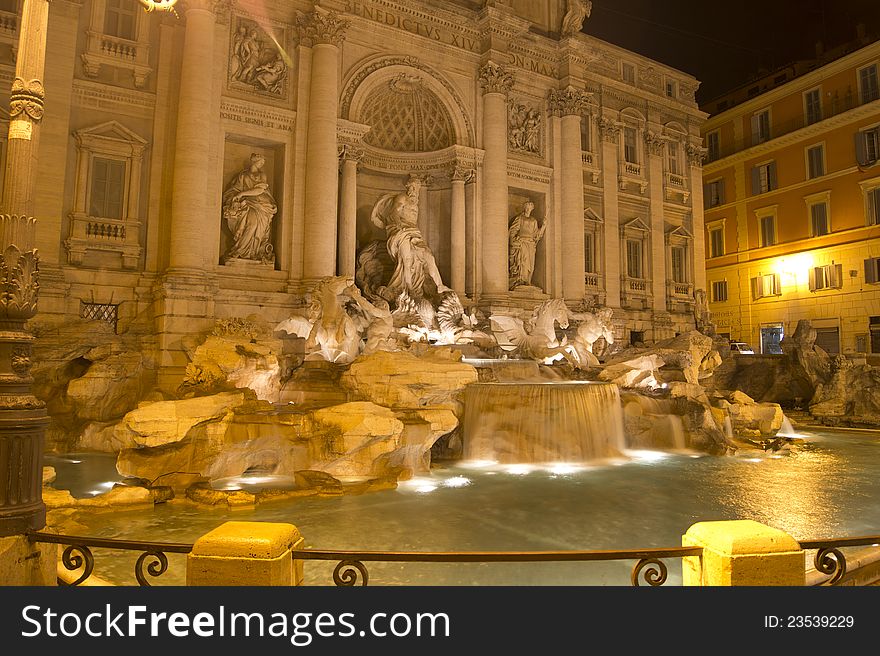 Trevi's Fountain in Rome by night. Trevi's Fountain in Rome by night