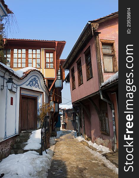 Traditional bulgarian revival style architecture in Plovdiv old town, Bulgaria. Traditional bulgarian revival style architecture in Plovdiv old town, Bulgaria