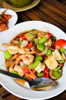 Fried Shrimp With Stinky Beans Royalty Free Stock Photos Fried Shrimp With Stinky Beans Royalty Free Stock Photos