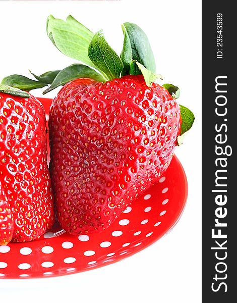 Fresh red strawberries isolated on white