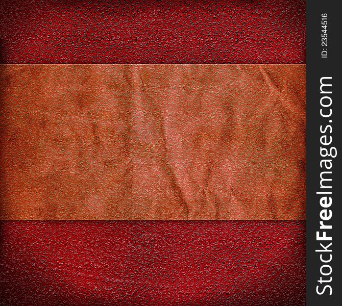 Vintage red background with a strip of crumpled paper and grunge stains. Vintage red background with a strip of crumpled paper and grunge stains.