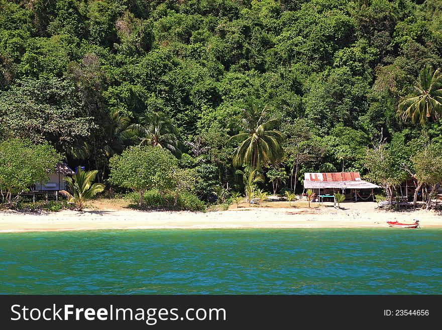 Shed on the beach in sunny day