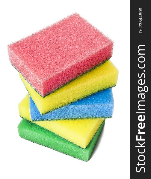 Group of kitchen sponges isolated on the white background