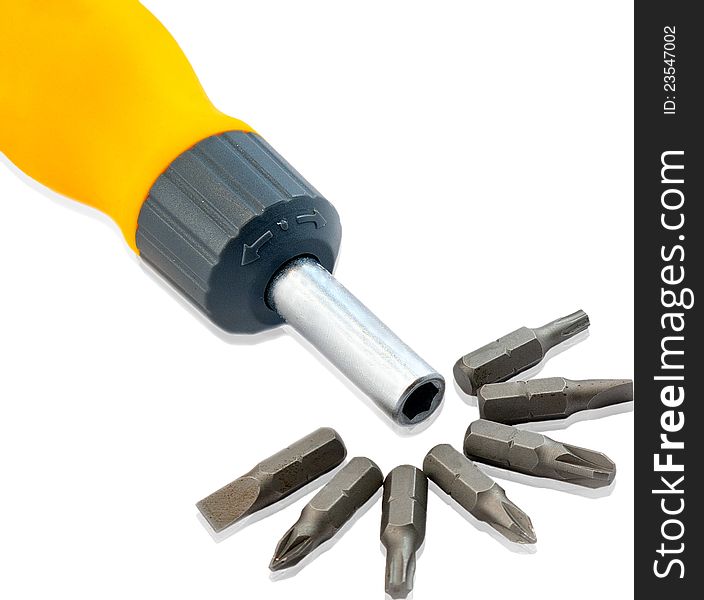 A set of screwdriver heads. A set of screwdriver heads