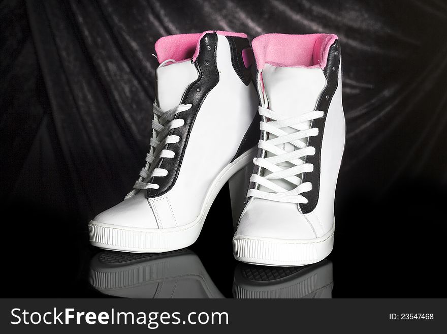 Sporty White High Heel Shoes. Sporty White High Heel Shoes