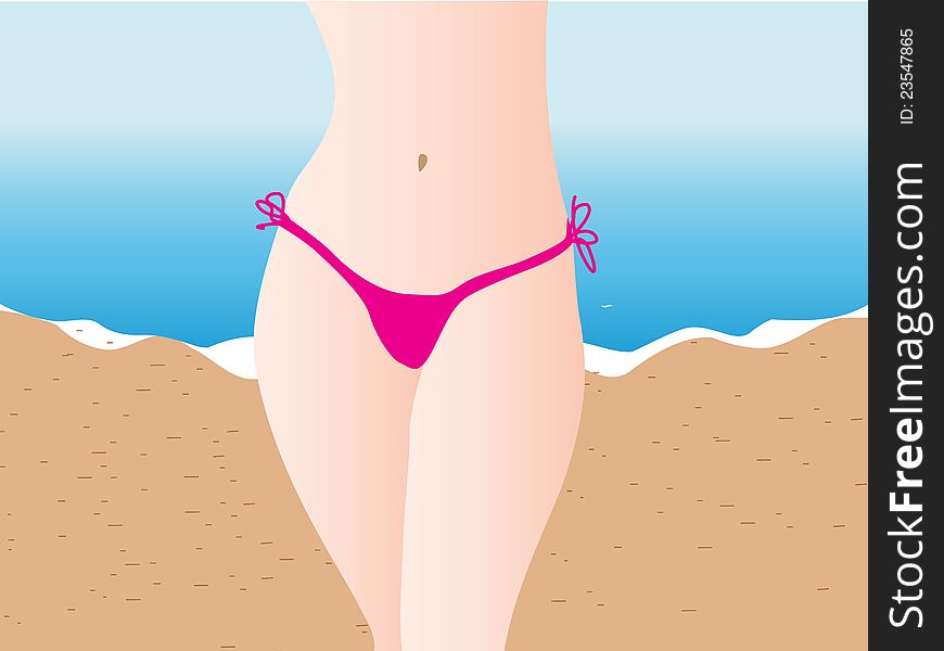 Girl standing on the summer beach. Girl standing on the summer beach