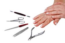 Manicure Set & Women Hands Royalty Free Stock Photography Manicure Set & Women Hands Royalty Free Stock Photography