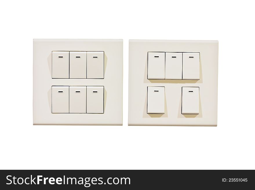 Switch on and off on white background