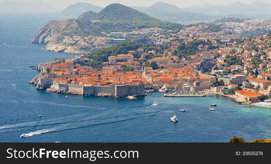 Aerial view on old part of Dubrovnik - Croatia.