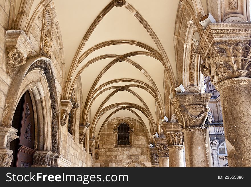 Pattern Ceiling Of Old Exterior Church - Dubrovnik