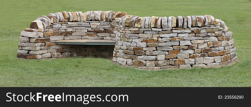 A Double Sided Bench Built into a Dry Stone Wall. A Double Sided Bench Built into a Dry Stone Wall.