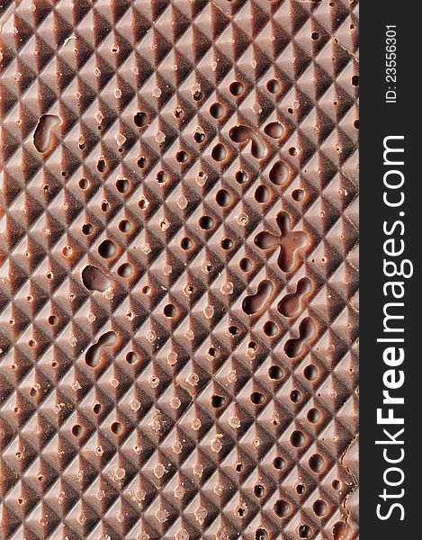 A checked texture of chocolate candy â€“ vertical orientation. A checked texture of chocolate candy â€“ vertical orientation