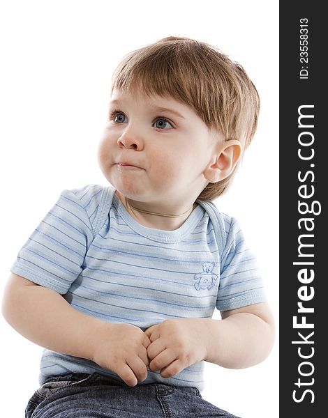Image of a little boy on white background