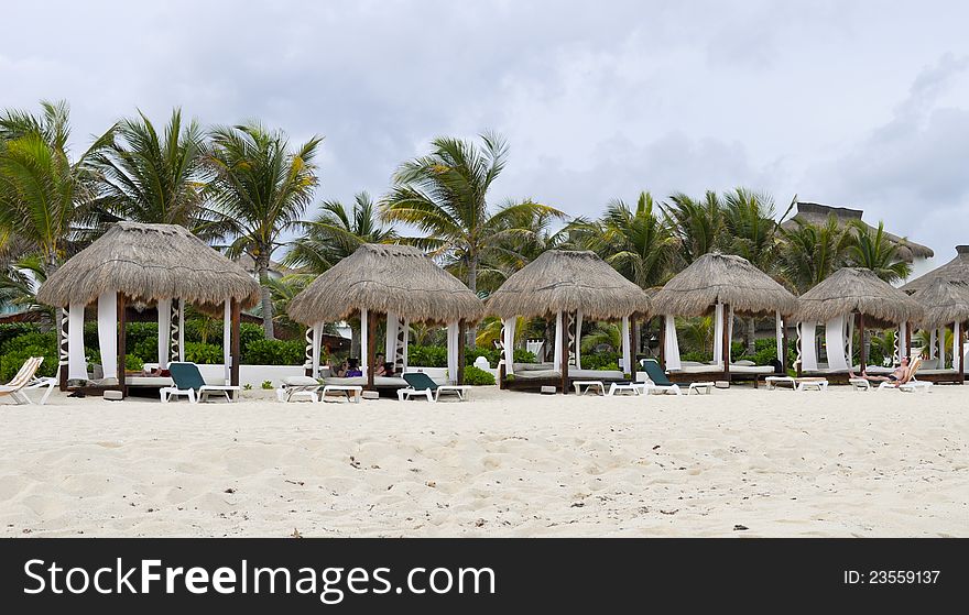 On the Riviera Maya many of the resorts offer these kind of dream day beds. On the Riviera Maya many of the resorts offer these kind of dream day beds