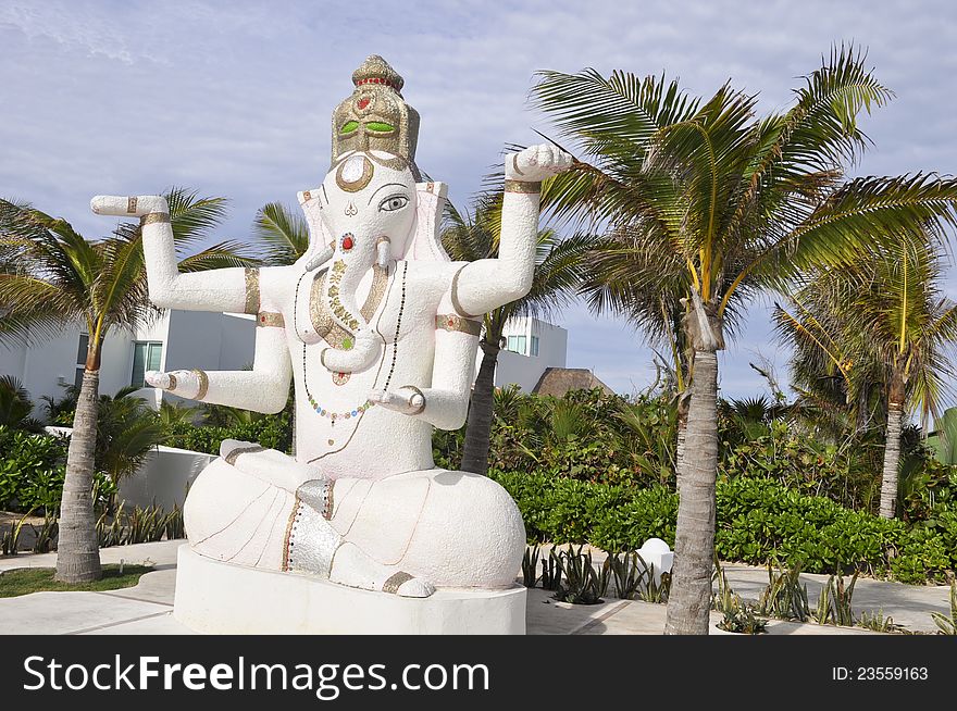 Statue of an elephant goddess at the resort in Mexico. Statue of an elephant goddess at the resort in Mexico