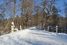 The Road Through The Small Bridge Royalty Free Stock Photography The Road Through The Small Bridge Royalty Free Stock Photography
