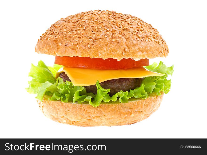 Cheeseburger isolated on a white