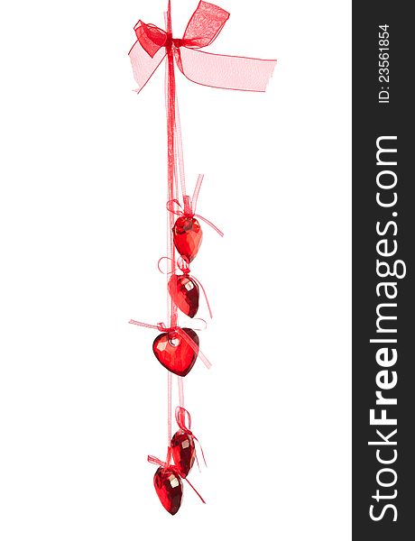 A red heart hang on string