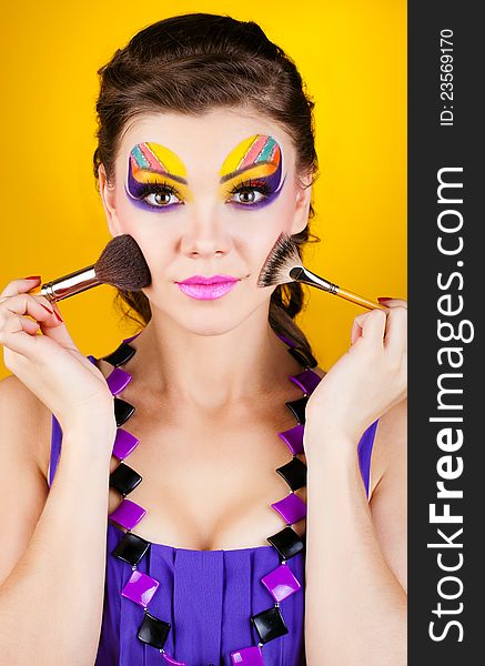 Close-up portrait of sexy woman with make-up