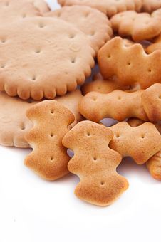 Round And Shaped Salted Crackers Royalty Free Stock Photo
