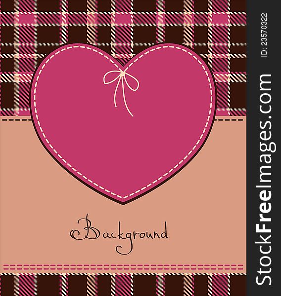 Pink Heart in stitched textile style