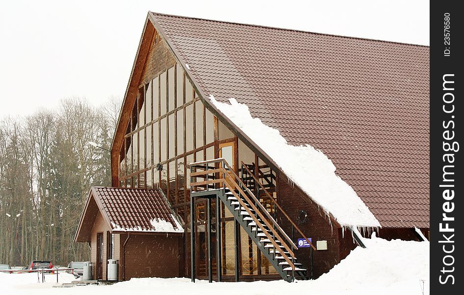 Building of a sports complex in the forest area near Moscow. Building of a sports complex in the forest area near Moscow