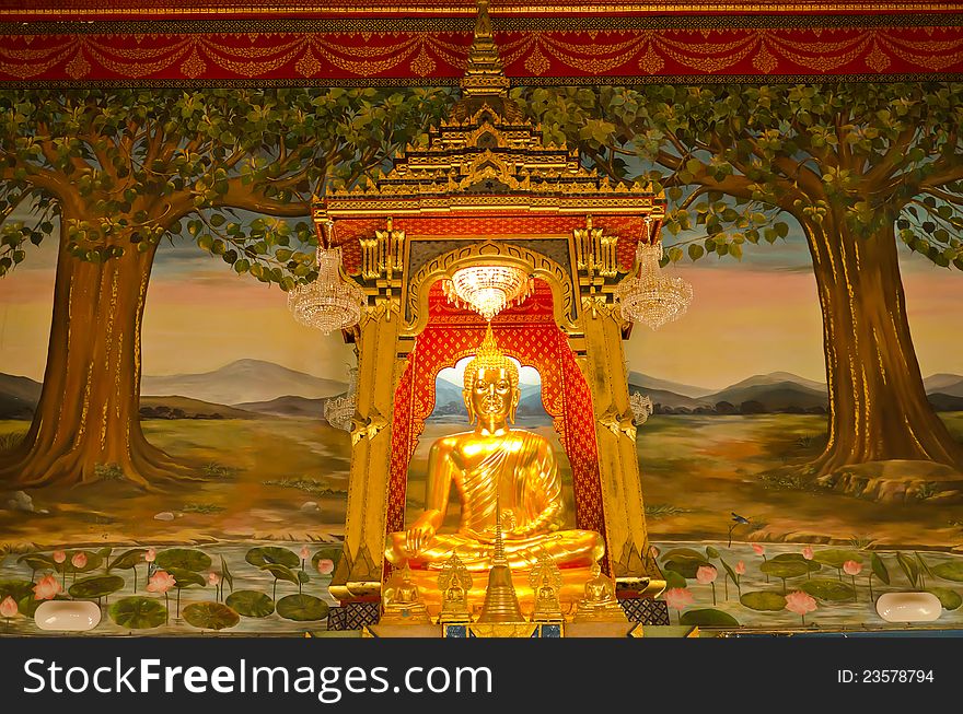 Golden Buddha in the grand temple