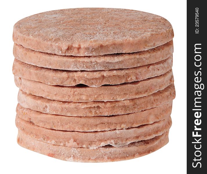 Bulk of raw hamburger meat against white background. Bulk of raw hamburger meat against white background.