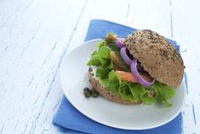 Smoked Salmon Burger Stock Photography