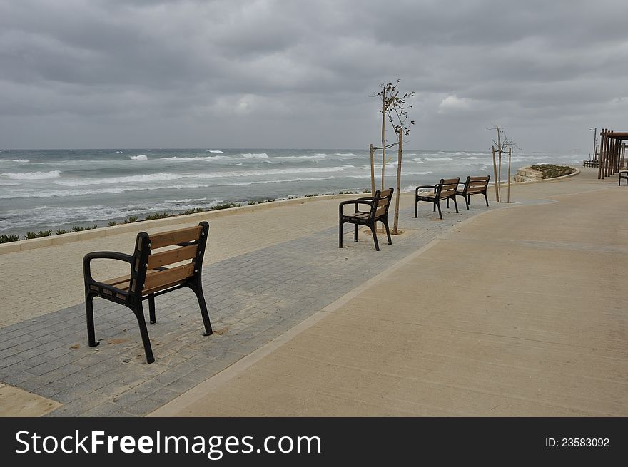 Seafront Promenade At A Wintery Morning