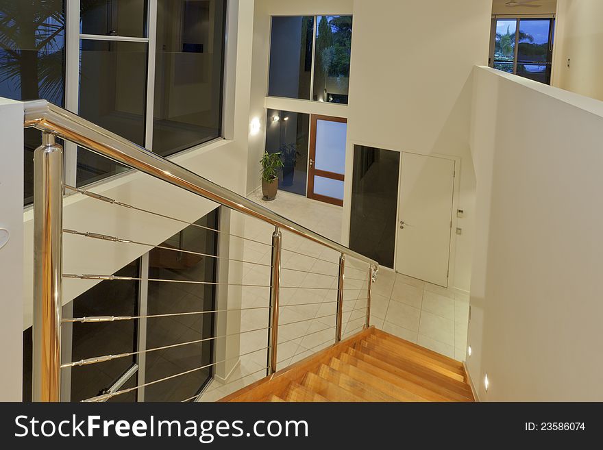Staircase and entrance in luxurious house. Staircase and entrance in luxurious house