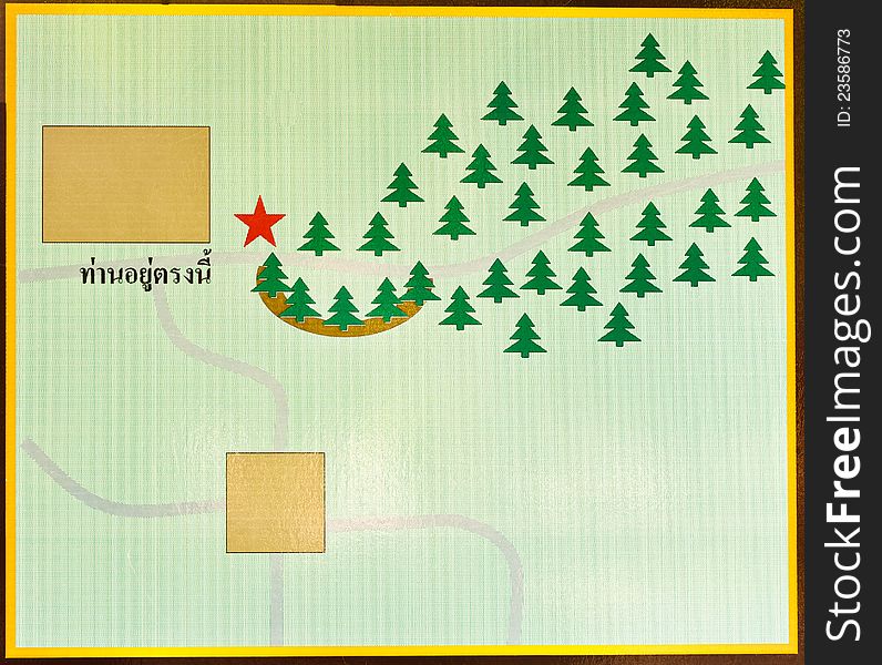 A map for tourist in arboretum. A map for tourist in arboretum