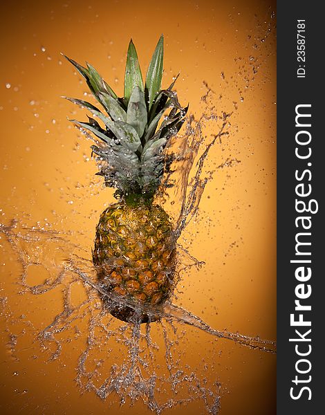Pineapple Splashed With Water