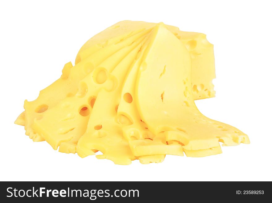 Piece of cheese isolated on a white background