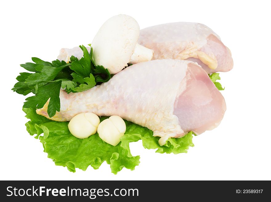 Chicken leg isolated on white