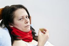 Sick Girl Drinks The Medicine Royalty Free Stock Photography Sick Girl Drinks The Medicine Royalty Free Stock Photography