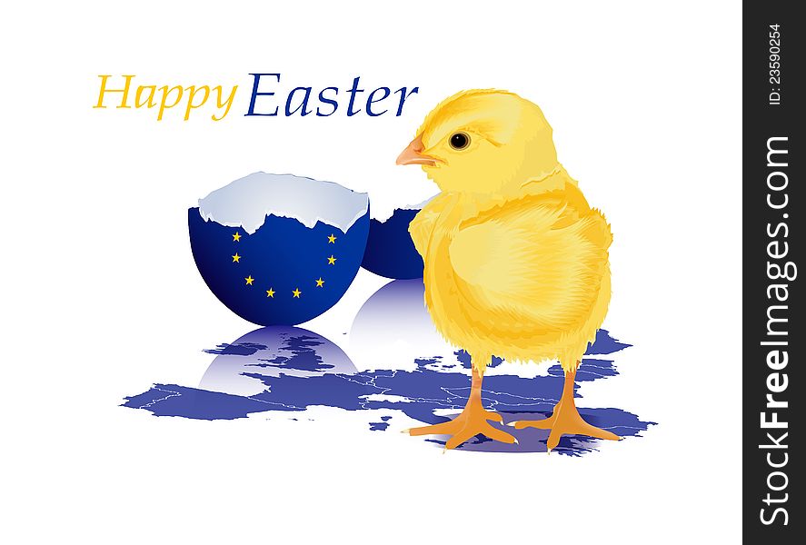 image of chick-on-white theme of Easter. image of chick-on-white theme of Easter