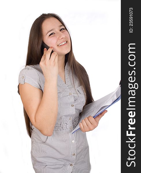Girl talking on the phone and smiling. Girl talking on the phone and smiling.