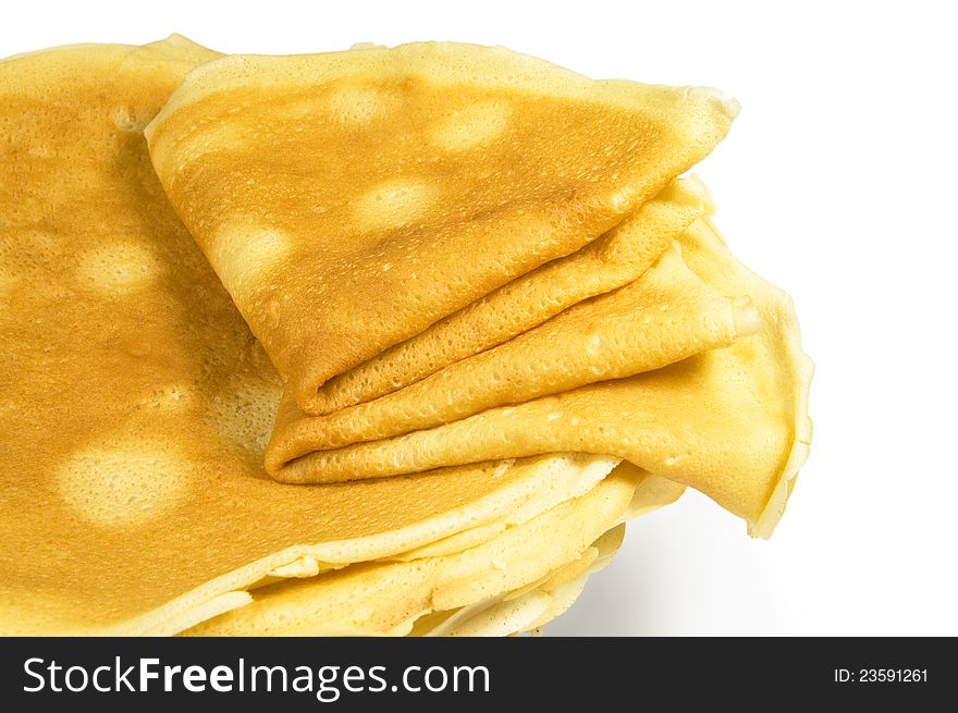 Homemade pancake  on a white background