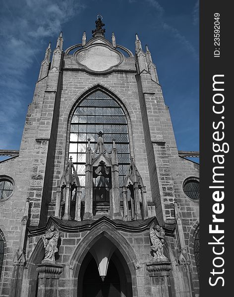 This blue toned black & white picture shows the kathedral in kutna hora next to prague in the czech republic. This blue toned black & white picture shows the kathedral in kutna hora next to prague in the czech republic