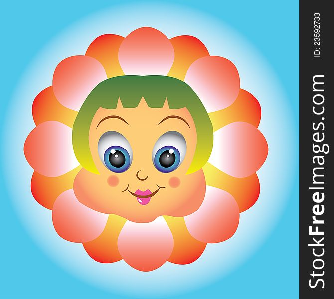 Decorative cartoon character, flora ornament background for colorful iconography. Decorative cartoon character, flora ornament background for colorful iconography