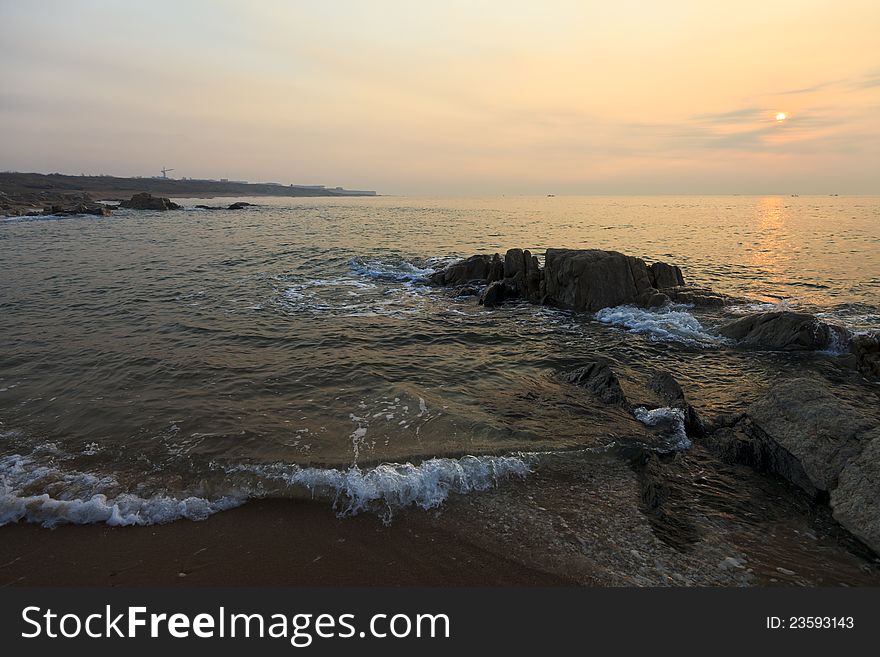 Sunrise over the sea, Taili, Xingcheng, northeast China.