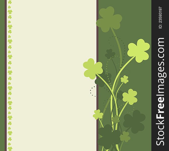 St Patrick's Day card with shamrock leaves in green colors. St Patrick's Day card with shamrock leaves in green colors