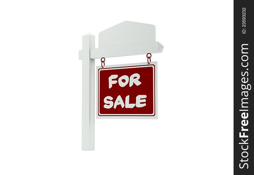 3d render of a for sale sign isolated on a white background