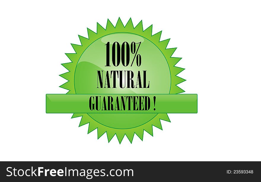 Green illustration of 100% natural mark on white background.