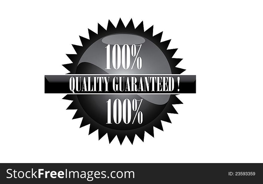 Black  illustration of 100% quality guaranteed mark on white background. Black  illustration of 100% quality guaranteed mark on white background.