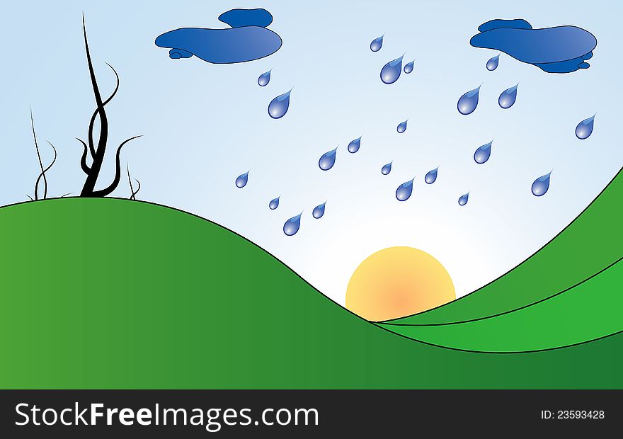 Vector illustration of spring weather with landscapes. Vector illustration of spring weather with landscapes.