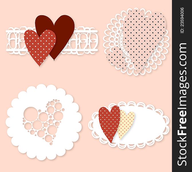 Clipart with pink and red hearts