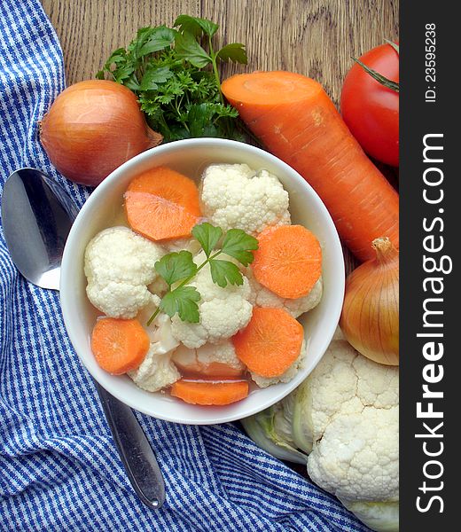 Fresh cauliflower soup ( close up )