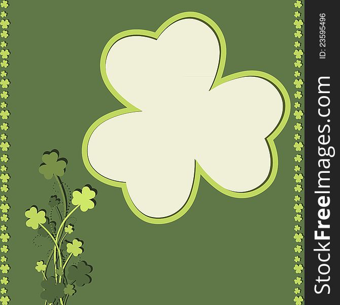 St Patrick's Day card with shamrock leaves in green colors. St Patrick's Day card with shamrock leaves in green colors